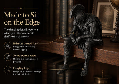 ⚔️ Ancient Greek Warrior Shelf Sitter – Unique Bookshelf Decor
