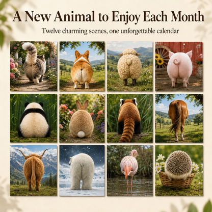 🍑🐾 BUTT Seriously… 2027 Funny Animal Wall Calendar