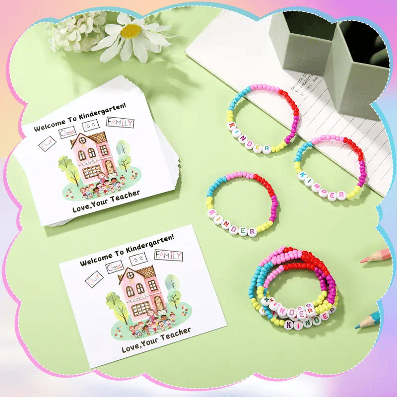 🏫Back to School Friendship Bracelets Set🧒 -Include Our Class Is a Family Greeting Card and  Bracelet with Bags Gift