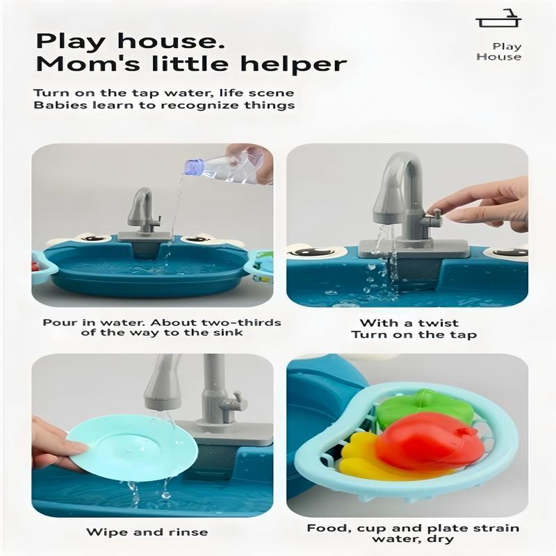 Cute Kitchen Sink Toy Set with Water Faucet