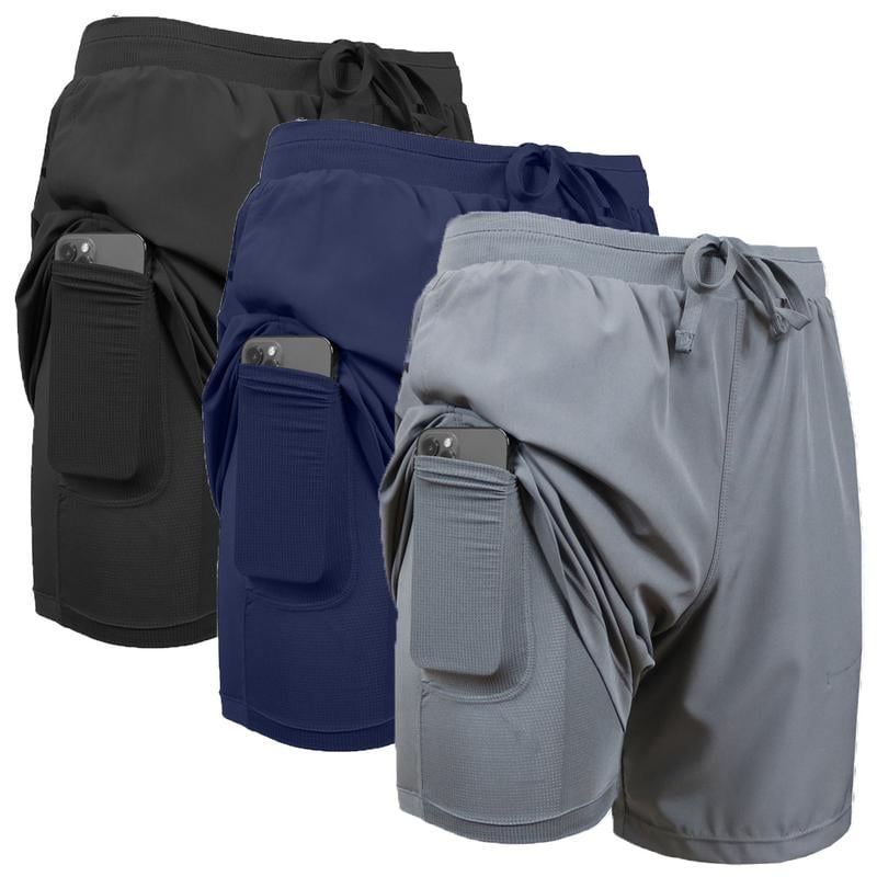 Men's 2 in 1 Quick Dry Gym Running Shorts With Liner