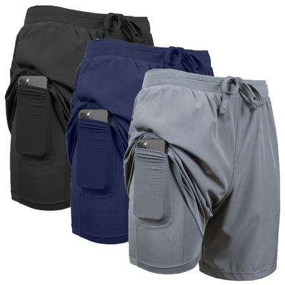 Men's 2 in 1 Quick Dry Gym Running Shorts With Liner