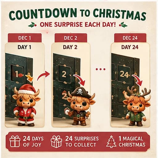 🏆Limited Time Sale 49% OFF 🎄🐮Highland Cow Advent Calendar 2026 – 24-Day Christmas Countdown with Cute Highland Cow Figurines