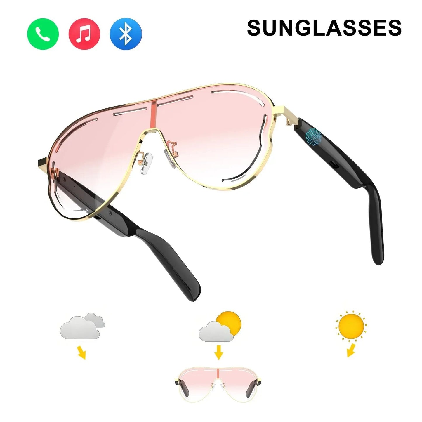😎 Smart Bluetooth 5.4 Audio Sunglasses – Open-Ear, UV & Blue Light Protection💕
