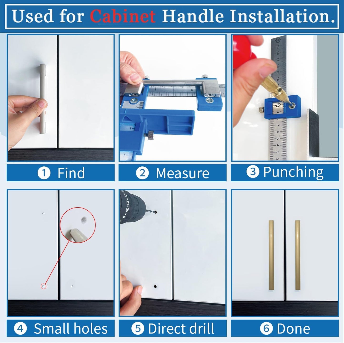 📏Precision Cabinet Hardware Jig - Handle & Pull Drill Guide Template for Door Drawer Installation