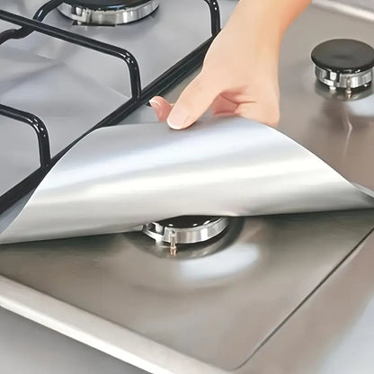 ♻️ Reusable Gas Stove Burner Liners – Cut-to-Fit Stove Protector Mats, 4-Pack