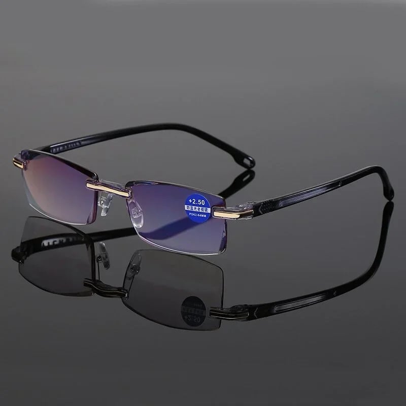 🔥Ultra-lightweight rimless reading glasses with diamond-cut lenses.