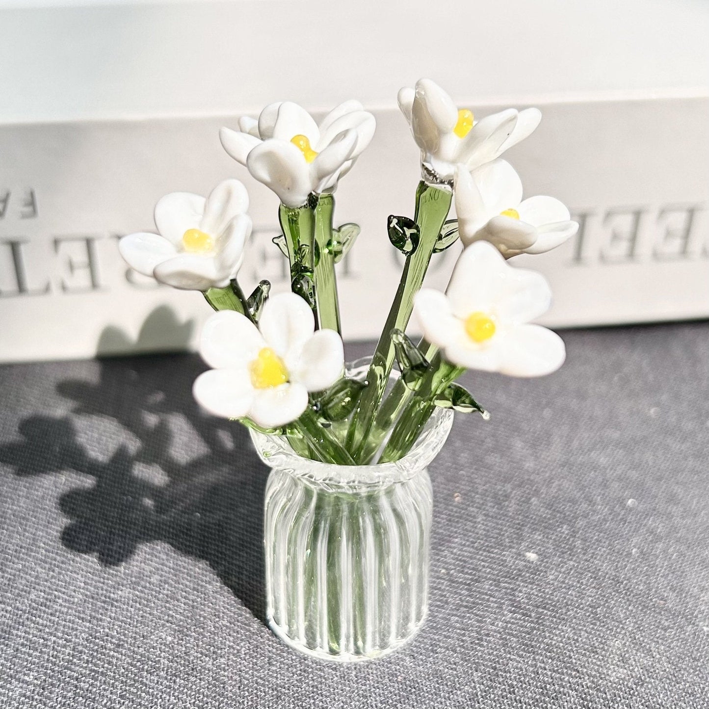 🌸Mini Glass Flower Ornament Crafts Artificial Flower Floral Figurine