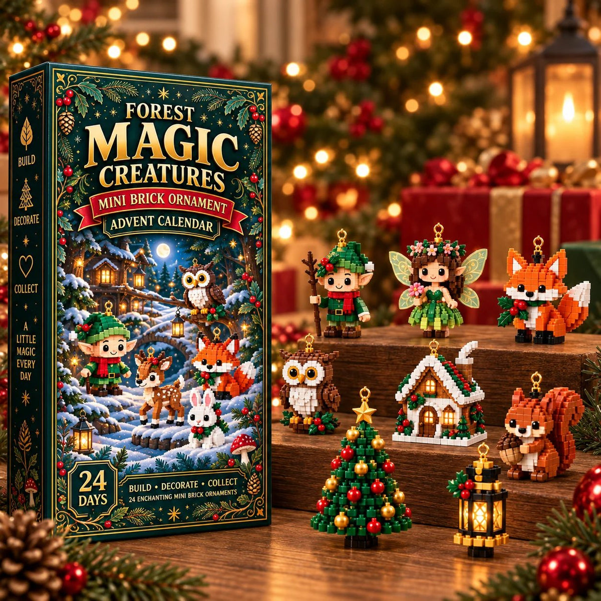 ⏳ Last day to save 49% – 🎄 24-Day Forest Magic Creatures Brick Ornament Advent Calendar