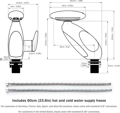 LED Bathroom Faucet with Multicolor Light, 360° Swivel & Pull-Out Spout, 4 Spray Modes