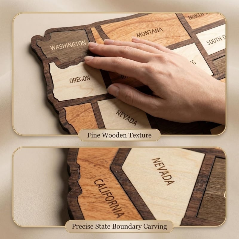 Wooden USA Travel Map Puzzle🧩A Stylish Way to Track Your Journey