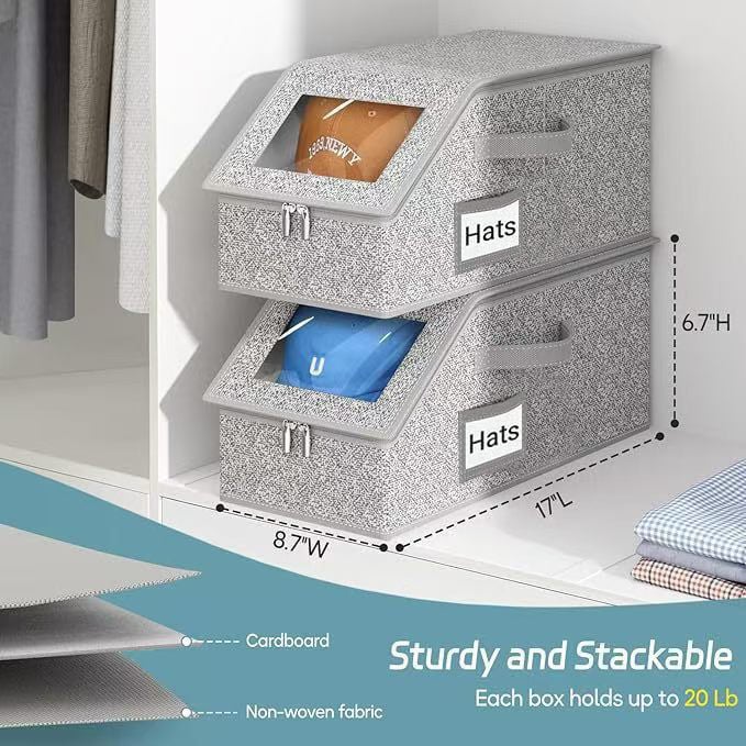🎉🎉Stackable Hat Storage Boxes for Baseball Caps