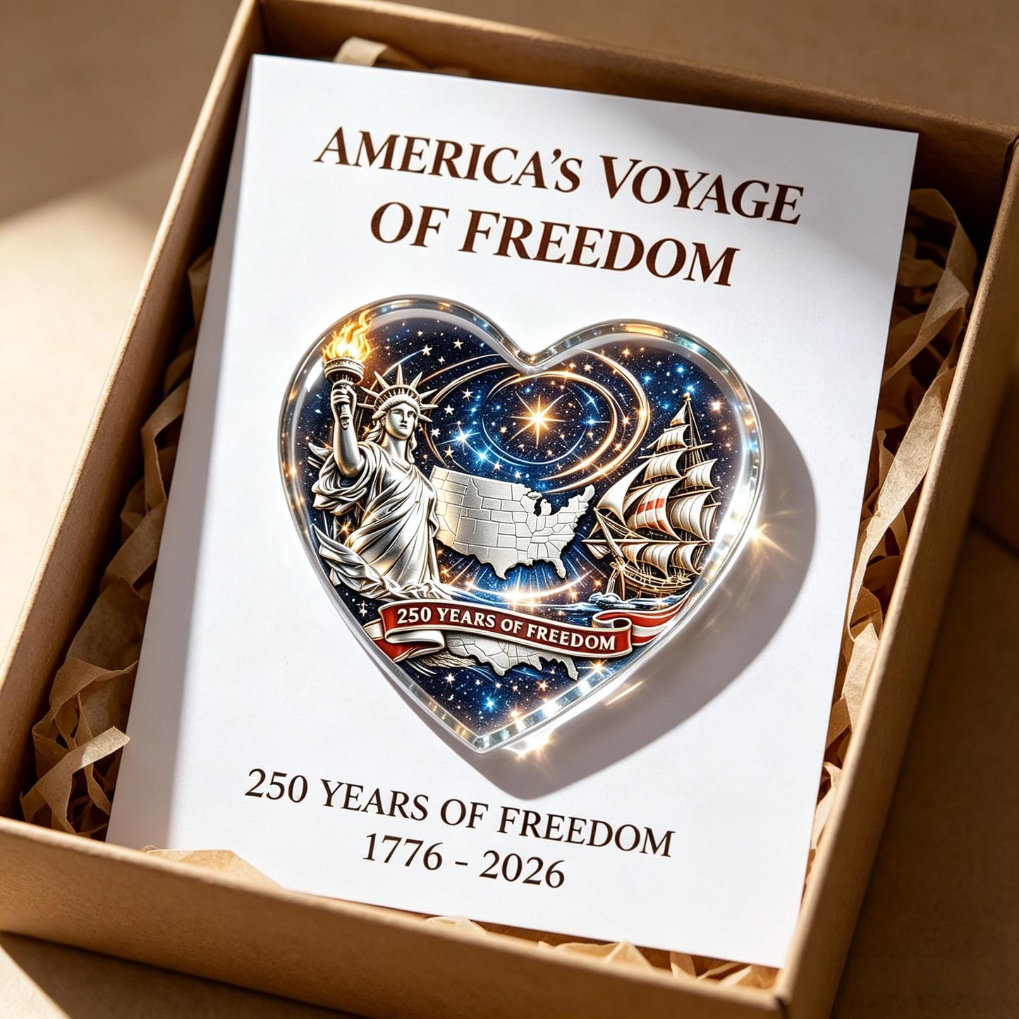 💟America's Voyage of Freedom 250th Anniversary Heart Keepsake