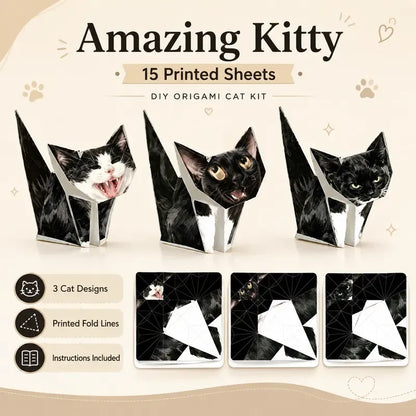 🐱 Kitty World 3D Cat Origami Kit – 15PCS / 60PCS Fold-Your-Own Cat Collection