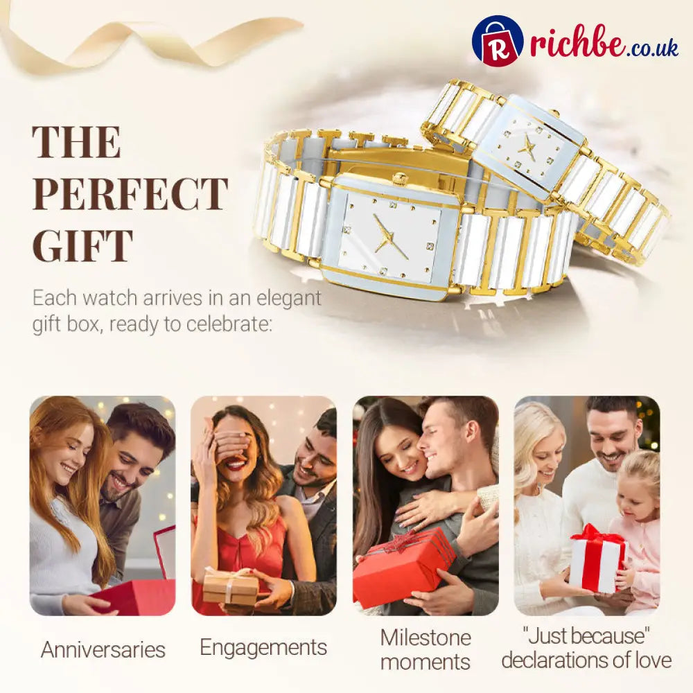 ⌚ Elegant Ceramic Band Watch, 3ATM Water Resistant Quartz Gift Box Included - Other