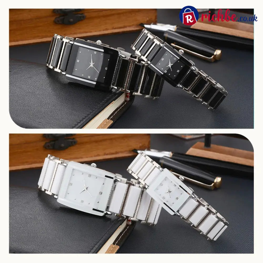 ⌚ Elegant Ceramic Band Watch, 3ATM Water Resistant Quartz Gift Box Included - Other
