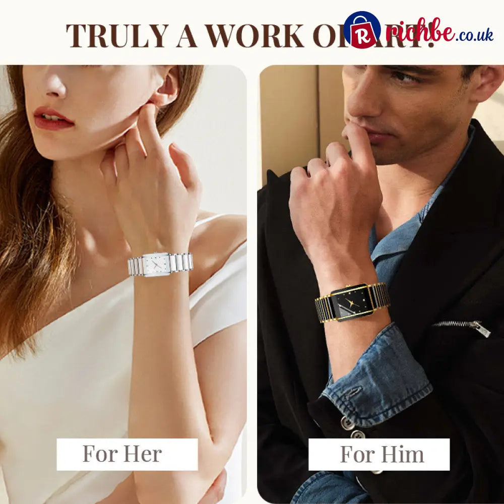 ⌚ Elegant Ceramic Band Watch, 3ATM Water Resistant Quartz Gift Box Included - Other