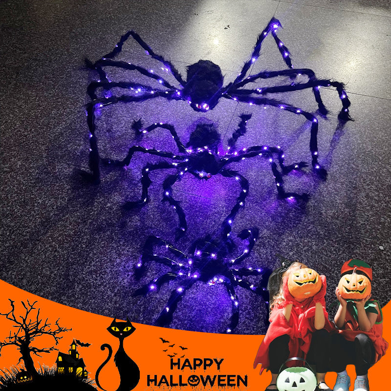 🎃LIMITED-TIME 50% OFF! ⏰Halloween Black Spider Decoration with Light🕷️