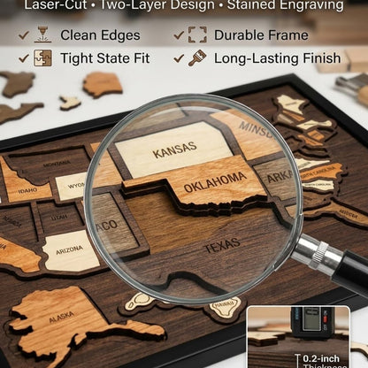 Wooden USA Travel Map Puzzle🧩A Stylish Way to Track Your Journey