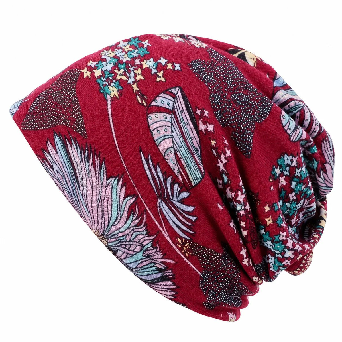 🔥HOT SALE🔥Boho Floral Slouchy Beanie for Women Lightweight Soft Stretchy Hat