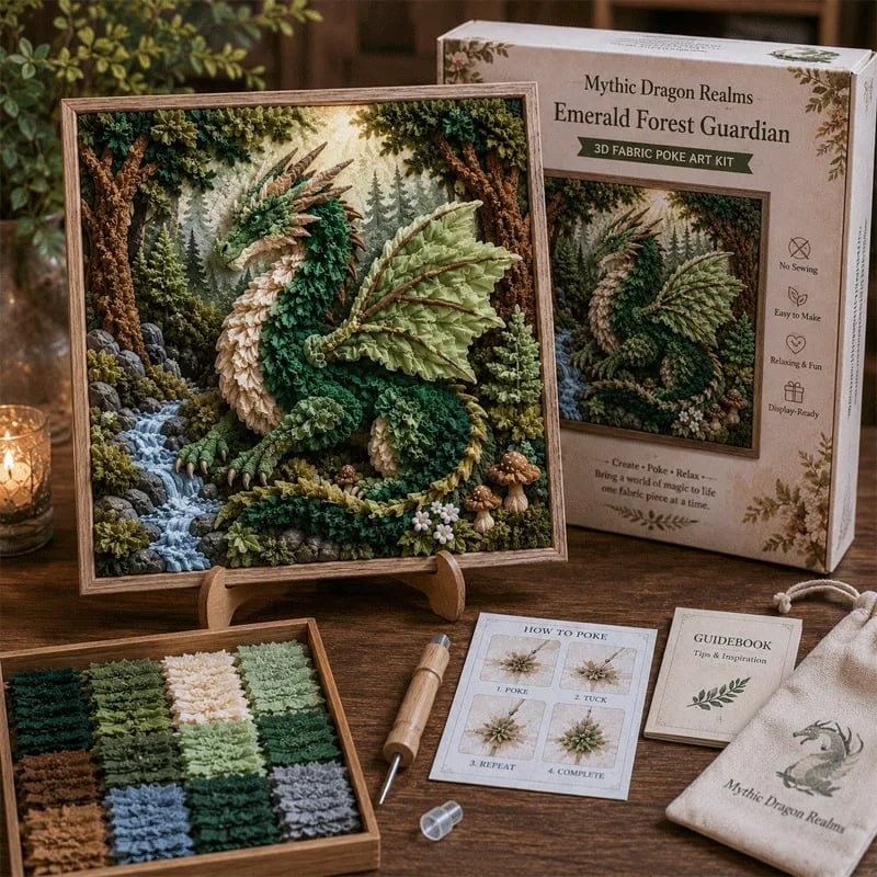 🔥🎁🐉 Mythic Dragon Realms 3D Fabric Poke Art Kit