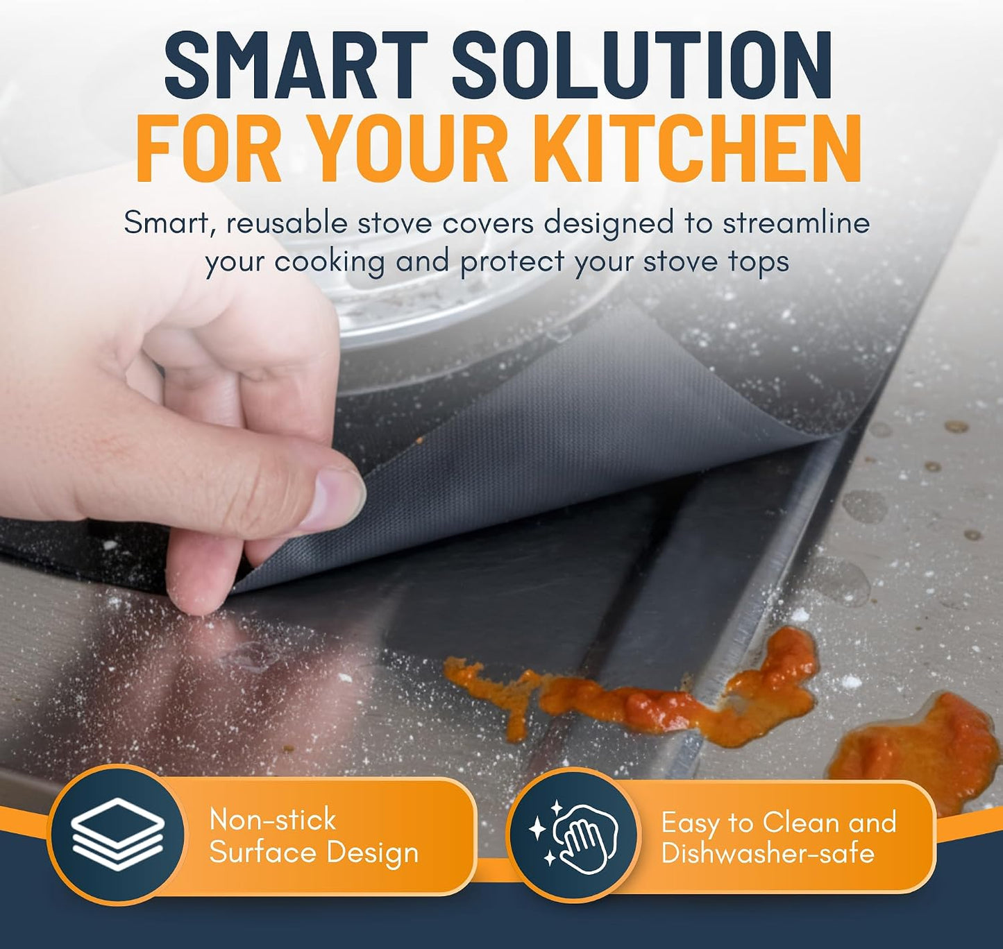 ♻️ Reusable Gas Stove Burner Liners – Cut-to-Fit Stove Protector Mats, 4-Pack