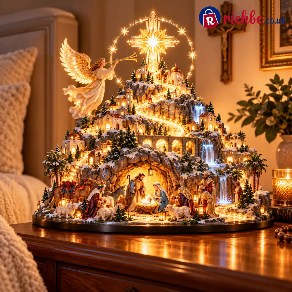 ✝️✨ Heavenly Nativity Mountain™ – Illuminated Bethlehem Faith Village & Christmas Tabletop Light