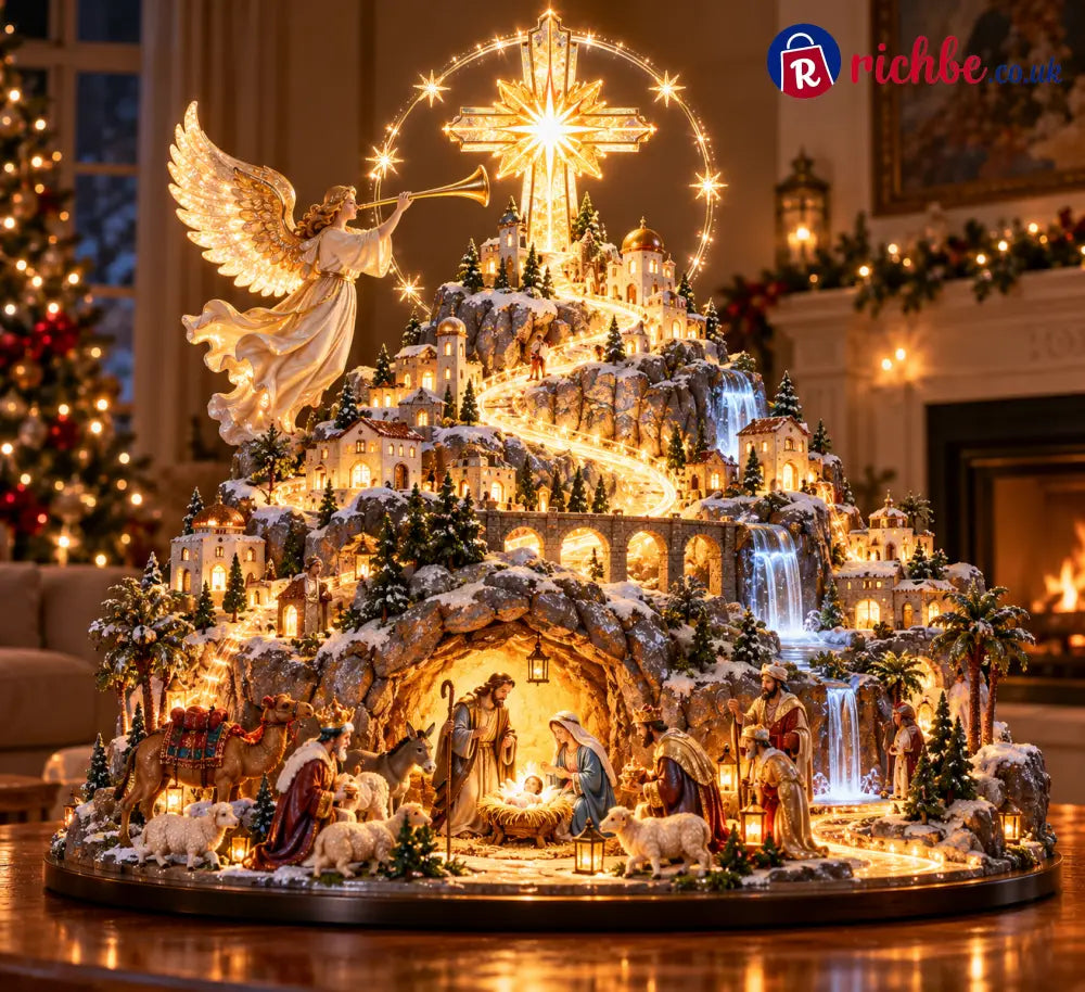 ✝️✨ Heavenly Nativity Mountain™ – Illuminated Bethlehem Faith Village & Christmas Tabletop Light