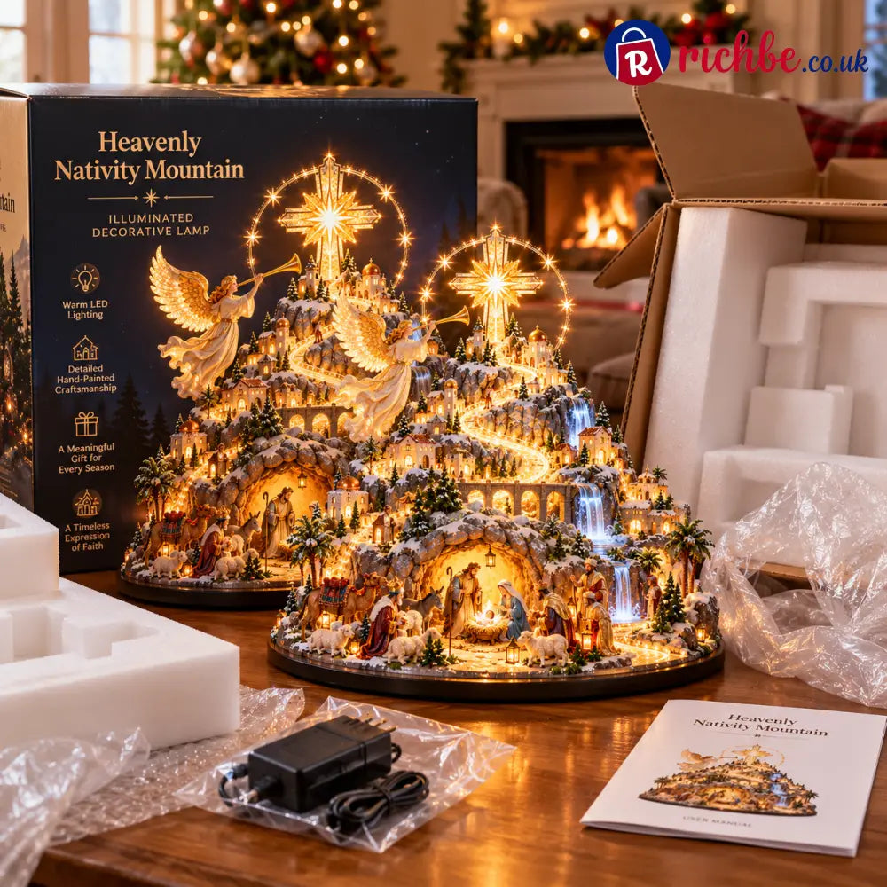 ✝️✨ Heavenly Nativity Mountain™ – Illuminated Bethlehem Faith Village & Christmas Tabletop Light
