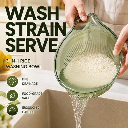 🍚 Wash Rice Without Losing a Grain – Fine Mesh Colander Bowl with Handle. UK Stock