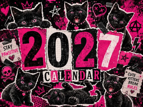 2027 Black Cat Punk Rock Calendar