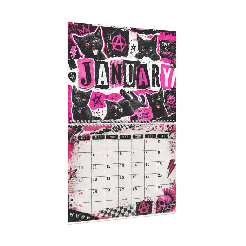 2027 Black Cat Punk Rock Calendar
