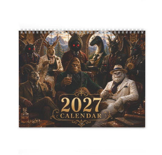 Cryptid Lounge 2027 Wall Calendar, Distinguished Monsters Art Calendar