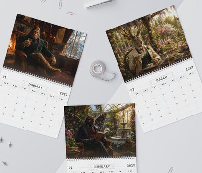 Cryptid Lounge 2027 Wall Calendar, Distinguished Monsters Art Calendar