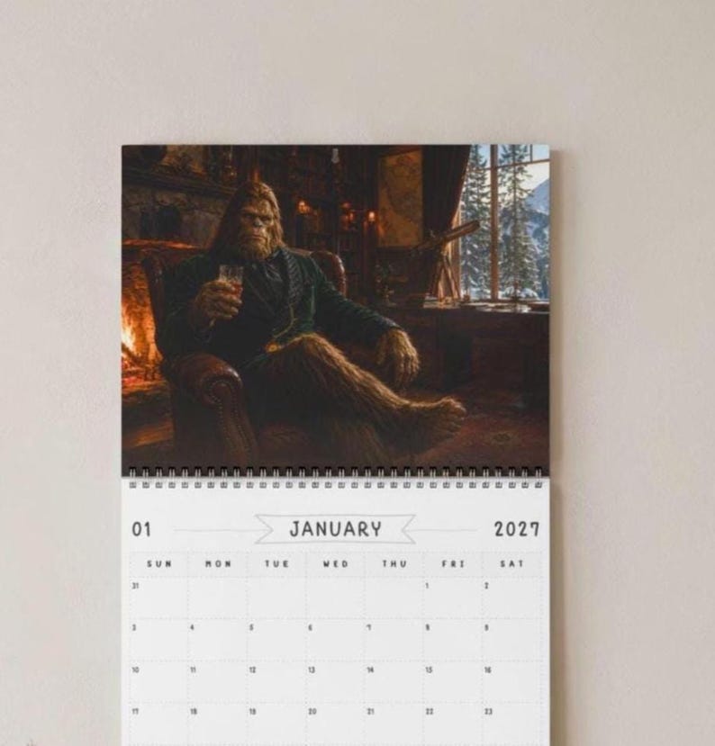 Cryptid Lounge 2027 Wall Calendar, Distinguished Monsters Art Calendar