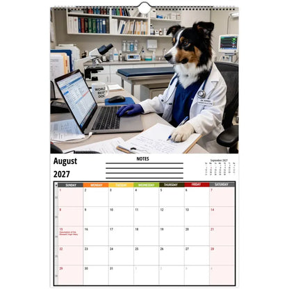 Funny Border Collie Wall Calendar 2027