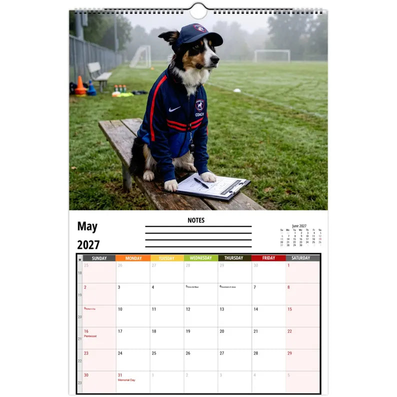 Funny Border Collie Wall Calendar 2027
