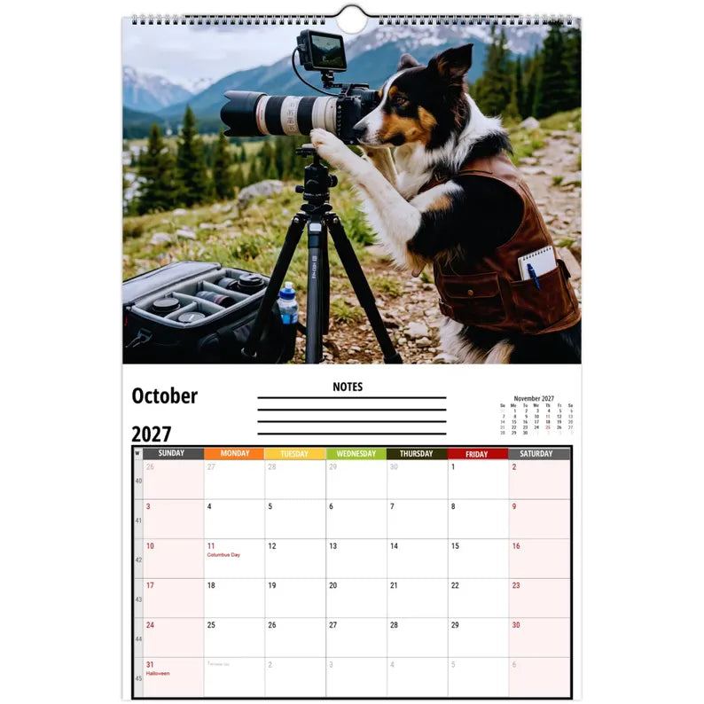 Funny Border Collie Wall Calendar 2027
