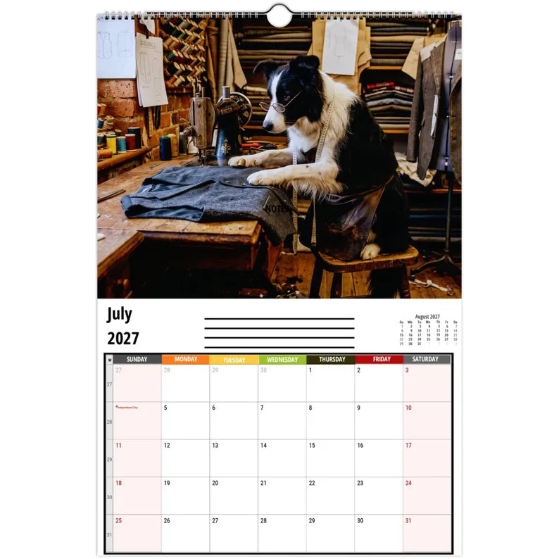 Funny Border Collie Wall Calendar 2027