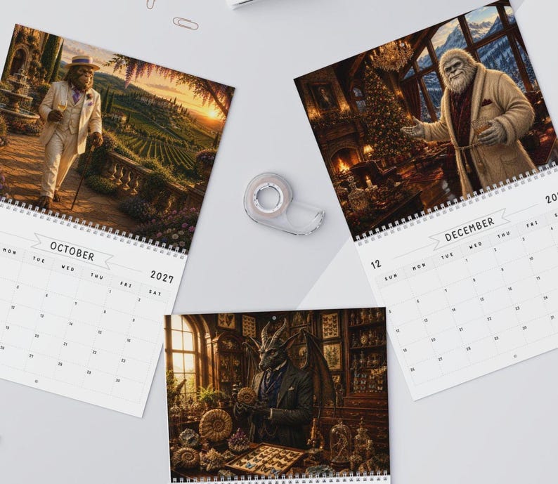 Cryptid Lounge 2027 Wall Calendar, Distinguished Monsters Art Calendar