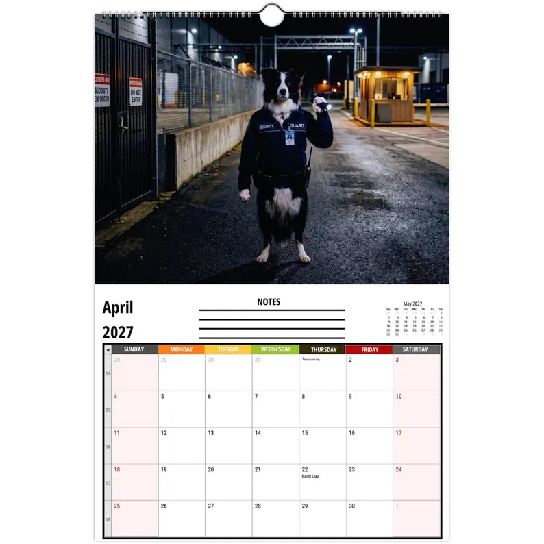 Funny Border Collie Wall Calendar 2027