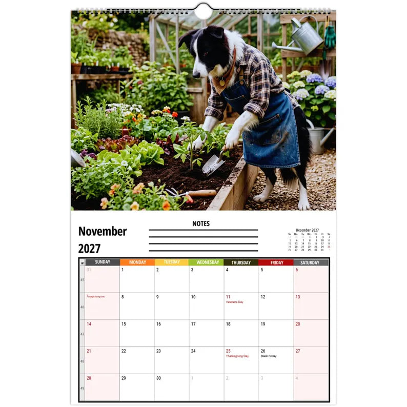 Funny Border Collie Wall Calendar 2027