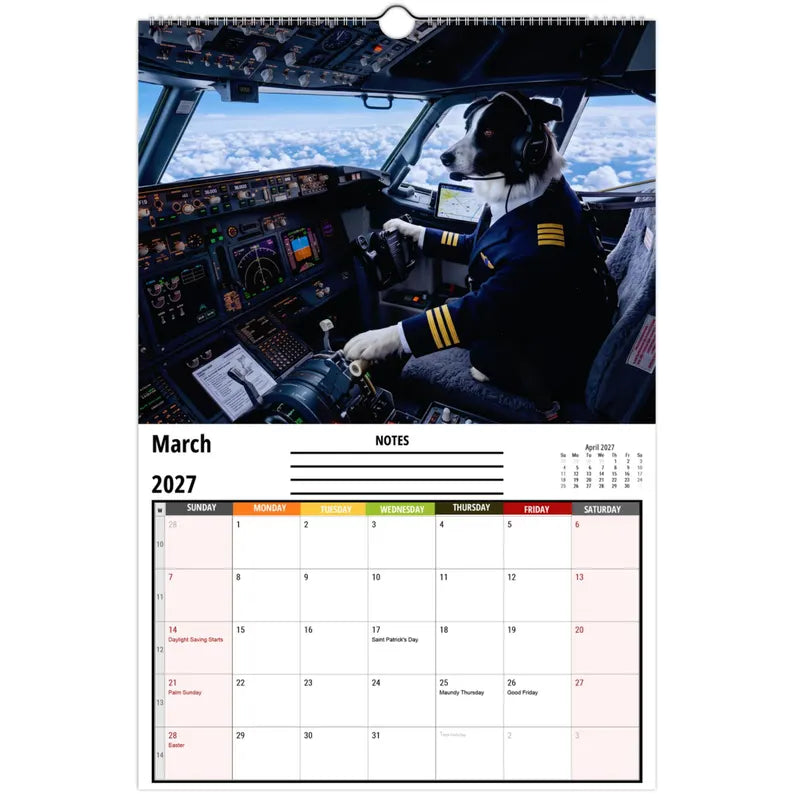 Funny Border Collie Wall Calendar 2027
