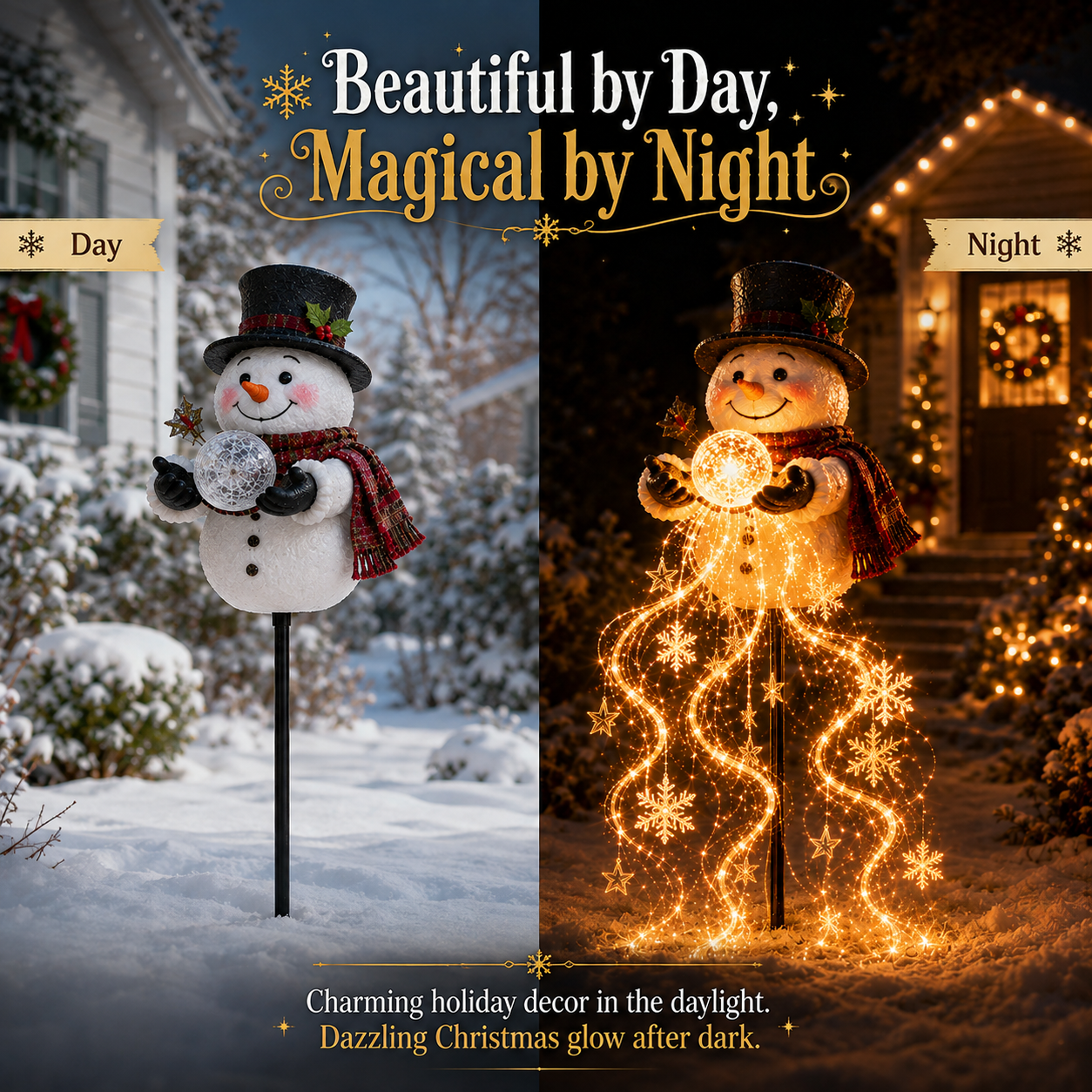 🎄49% OFF🎄 Snowman Magic Fountai-Flowing Snowflake LED Christmas Garden Light❄️