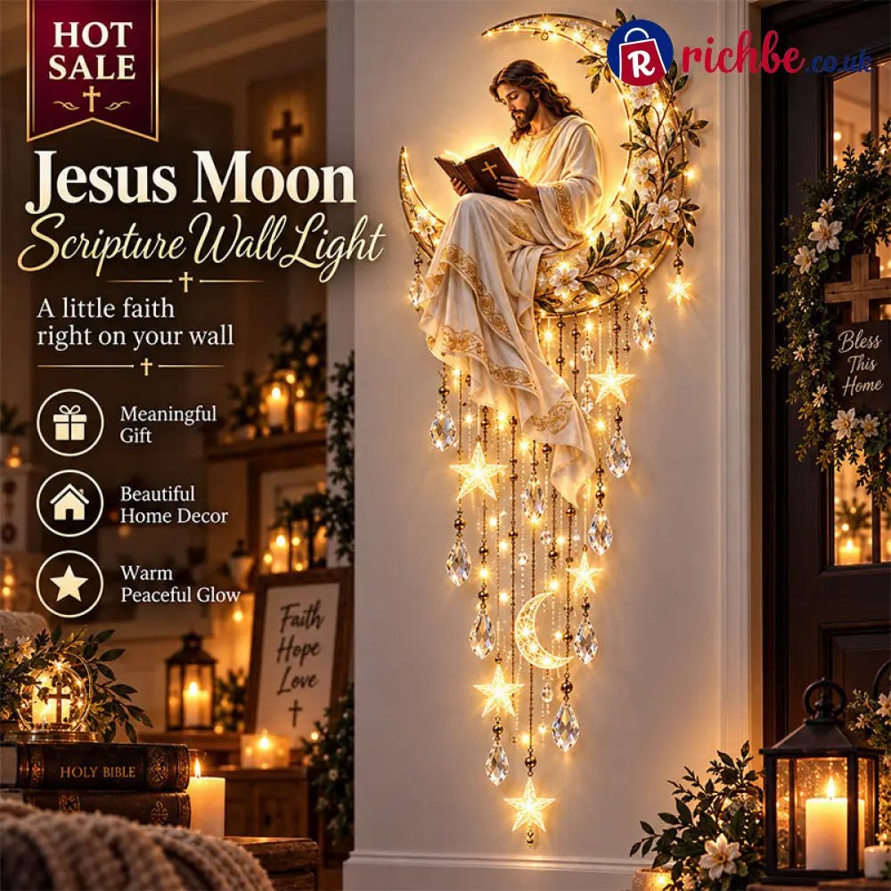 ✝️🌙 Jesus & Mary Moonlight Scripture Wall Light – Faith-Inspired Christian Home Decor - ✝️ Jesus