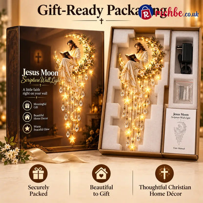 ✝️🌙 Jesus & Mary Moonlight Scripture Wall Light – Faith-Inspired Christian Home Decor