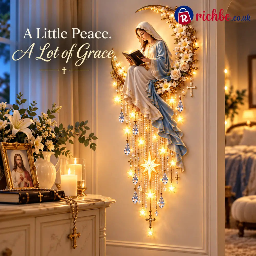 ✝️🌙 Jesus & Mary Moonlight Scripture Wall Light – Faith-Inspired Christian Home Decor