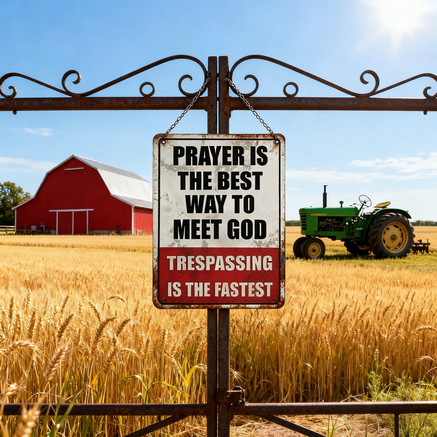 🎖️Retro Iron "Prayer & Trespassing" Wall Plaque