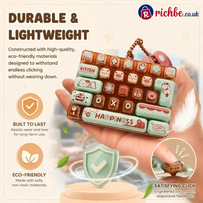 ⏳ Last Day 49% OFF – ⌨️ Mini 26-Key Mechanical Keyboard Fidget Keychain | Satisfying Clicks Kawaii Cat Design &