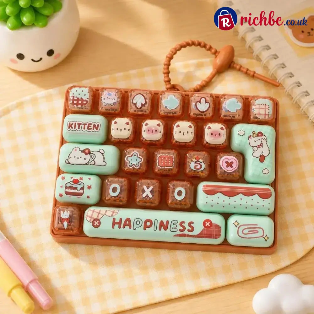 ⏳ Last Day 49% OFF – ⌨️ Mini 26-Key Mechanical Keyboard Fidget Keychain | Satisfying Clicks Kawaii Cat Design &